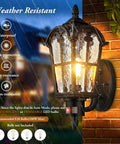 16 Inch 2 Pack Large Motion Sensor Outdoor Wall Lights Dusk To Dawn Porch Lights Wall Mount Vintage Exterior Sconce Lanterns Black For Front Door House Exterior Three Modes Auto And Auto Plus Motion Activated Night Brightness That Slays At Night mounted on brick wall
