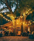 Outdoor patio with hanging string lights using Shatterproof LED S14 Replacement Bulbs With E26 E27 Base 11W Equivalent Waterproof
