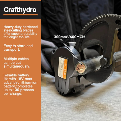 Cordless Ratcheting Cable Cutter With Comfort Grip Handle For Heavy Duty Electric Wire Cutting 1000 MCM Copper