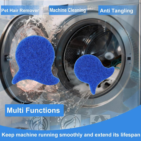 6-Piece Laundry Pet Hair Remover Set Reusable Dog And Cat Hair Cleaner in washing machine, blue fish tail design, cleaning clothes