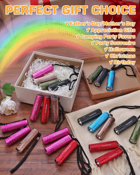 30 Pack Mini Flashlight Set With Aluminum LED Handheld Torches And Lanyards Assorted Colors 90 AAA Batteries Featured as Gifts
