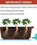 7 Pack Window Box Planters, 17 Inch Rectangular Plastic Flower Pots With Saucers For Indoor Outdoor Garden, showing water inlet design