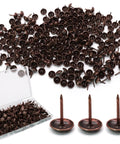Top Shelf Red Copper Daisy Head Upholstery Tacks, 150 Pack displayed in a plastic box, heavy duty thumb nails for furniture repair.