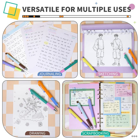 5 Pack Gel Pens 0.5mm Fine Point Retractable With Diamond Barrel Quick Dry Ink displayed for journaling, sketching, drawing, scrapbooking.