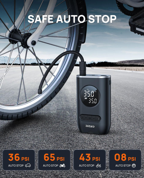 Cordless Tire Inflator With 150 PSI Auto Shut Off Pressure Gauge And LED Light Portable Air Pump For Cars Motorcycles