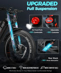 Rad Dual Motor E Bike With 5600W Peak Output And Beast Mode Torque For Conquering Grades In Style showcasing upgraded full suspension and air front fork.