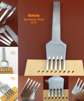 Leather Craft Prong Chisel Set 3 Pack 4mm Angled Hex Flat Head European Style Wavy Stitching Punch Tools