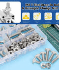 120 Pcs M8 T Slot Drop In Bolts With Hex Flange Nuts Hammer Head T Bolts kit in storage box for aluminum extrusion projects