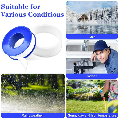 100 Rolls PTFE Teflon Tape 1/2 Inch By 520 Inch Plumber Tape Waterproof Sealant For Pipe Fittings and Shower Heads in various settings