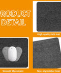 Close-up of Massive Felt Desk Mat 40x16 Inches Non Slip Full Desk Mouse Pad showing felt texture, with mouse and non-slip backing detail.