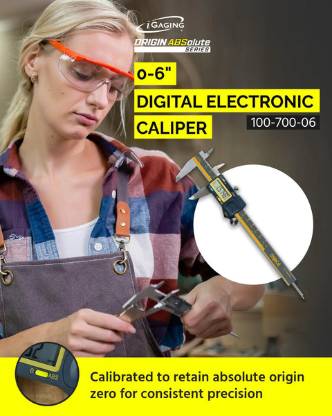 Absolute Origin 0 To 6 Inch Digital Caliper In IP54 Stainless Steel With SPC USB Output For Easy Data Transfer Inch And Metric Modes Case And User Manual Included Pro Grade Absolute Origin Retains Zero Reference For Quick Accurate Measurements