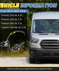 Front view of Ford Transit with door lock latch actuator cable, fits 2015-2023 Transit 150 250 350 350 HD with V6 3.5L engine, for driver side.
