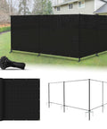 6x24 Privacy Fence Kit Freestanding Mesh Screen with Iron Poles for Outdoor Patio and Backyard Privacy, Black