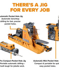 Mini Pocket Hole Jig Kit Auto Adjusting Portable System For Woodworking Pro Grade Self Calibrating Precision displayed in use.