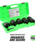 14 Piece Ball Joint Installer And Remover Adapter Set Pro Grade Heavy Duty All In One Universal Kit in green case open view