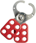 Beefy Steel Lockout Hasps With Vinyl Coated Handle For Multiple Padlocks 1 Inch Inside Jaw Diameter Rust Resistant Pro Grade