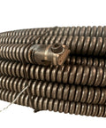 Badass 11 16 Inch By 120 Foot Hollow Core Drain Cleaning Cable With Opposite Wound Inner Core coiled for easy use in drain cleaning.