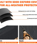 Diagram showing the 600D Oxford cover with layers for 8 Foot Heavy Duty Firewood Rack With Waterproof Cover Freestanding Wood Log Holders.