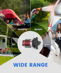 Premium 12 Volt Diaphragm Water Transfer Pump 7 GPM Flow Rate 75 PSI Max Pressure with diverse applications for camping, RV, and boating.