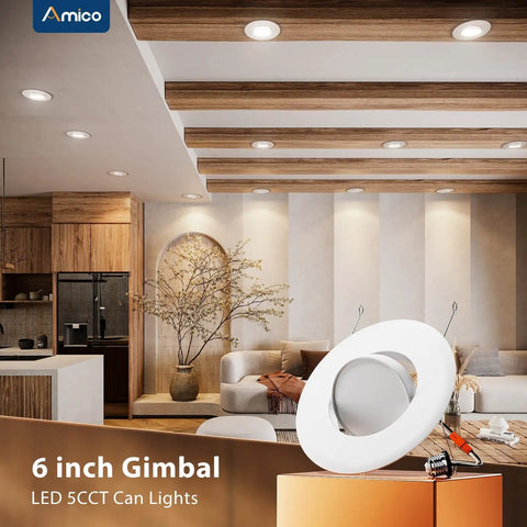 Killer Brightness 6 Inch Gimbal Eyeball Led Recessed Can Light 12 Pack 360 Rotate Tilt 5 Cct Adjustable Hella Flexible Spotlight Retrofit Trim Kit For Accent Lighting