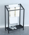 Industrial Indoor Outdoor Free Standing Towel Rack With Shelf, Dope 3 Tier Metal Towel Stand In Black Finish, 24 W x 11.8 D x 36 H