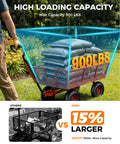 Heavy Duty Steel Garden Cart On Wheels With Removable Mesh Sides That Flip To Flatbed 880 Lb Capacity in use with soil bags