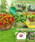 2 Pack 14 Inch Hanging Baskets For Plants Outdoor With Coco Liner, Metal Wire Round Planters For Home Garden Porch Balcony