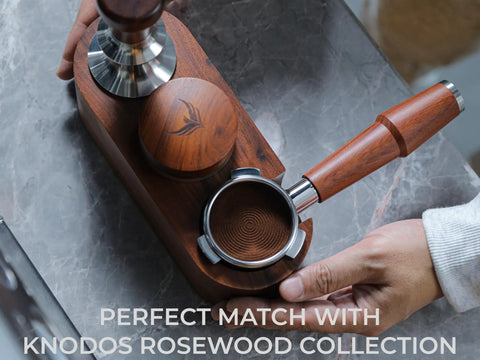 58mm Espresso Tamper Station With Rosewood Finish All In One Coffee Bar Organizer with tamper and portafilter holder