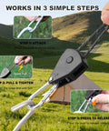 Steps to use 15 Ft Ratchet Strap Set With Paracord Tie Downs, 6 Pack For Tarps Tents And Canopies, Retractable Rope Tighteners