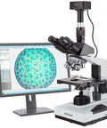 Rock Solid Pro Grade Digital Compound Microscope With 5MP USB Camera And 40X To 2000X Magnification showing detailed specimen on screen.