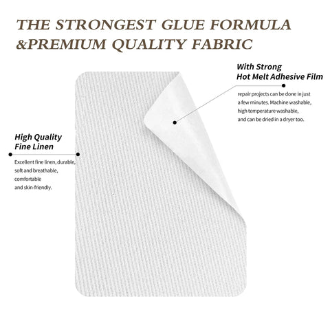 White 3x60 Inch Iron On Fabric Repair Patch Kit For Clothes 100 Percent Cotton No Sew Mending durable heat resistant patch