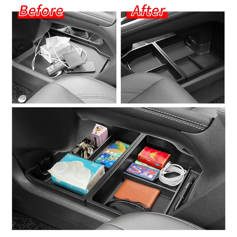 2 Pack Center Console Organizer Lower Tray For Toyota Sienna 2021 2022 2023 2024 2025 2026 Interior Storage Box ABS Tray With Non Slip Mat