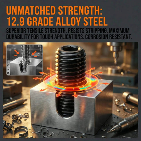 360 Piece Screws Set With 32 Sizes Metric And SAE 12.9 Alloy Steel Hex Socket Grub Screws And Allen Keys for heavy-duty applications.