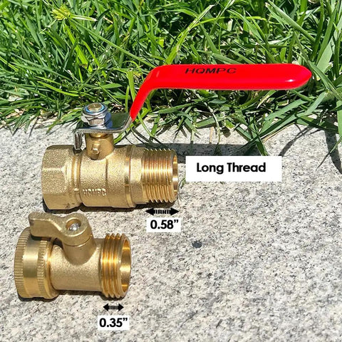 Heavy Duty Brass Garden Hose Shut Off Valve, 3/4 Inch GHT Thread, Long Handle For Easy Turn, Full Port