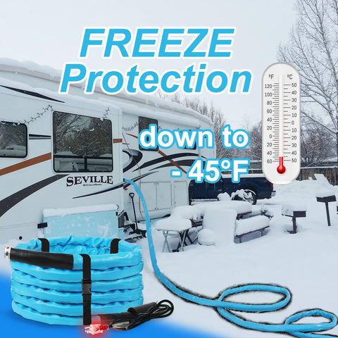 RV Heated Water Hose For Campers, 30 Ft Long, Five Eighth Inch Inner Diameter, Upgraded 4.0 With Energy Saving Thermostat
