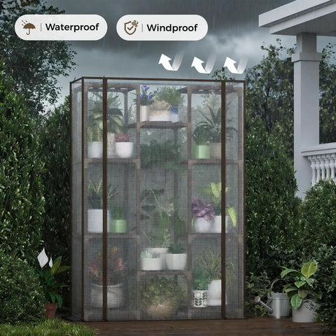 Indoor Outdoor Dope Tall Greenhouse With 10 Tiers And 11 Pot Plant Rack Large Wooden Frame Greenhouse For Room Corner Balcony Garden Patio Ideal Seedling Starter For Early Spring And Cold Climates