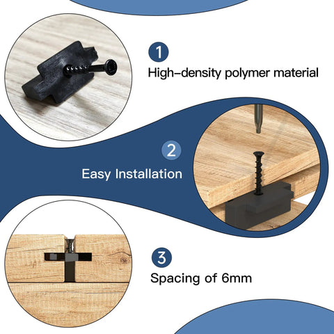 Heavy Duty 1000 Pack Nylon Hidden Deck Fasteners With Preloaded Stainless Screws Universal T Clips showing high-density polymer and easy installation
