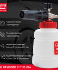 Boss Foam Cannon For Car Washing And Detailing Auto Mix Pressure Washer Foam Gun with red cap and stainless steel manifold