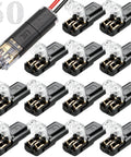 Image of 50 Dual Wire Plug In Connector For Low Voltage LED Light Strips 2 Pin Quick Connect Wire Connectors For 18 To 22 AWG Easy Snap In