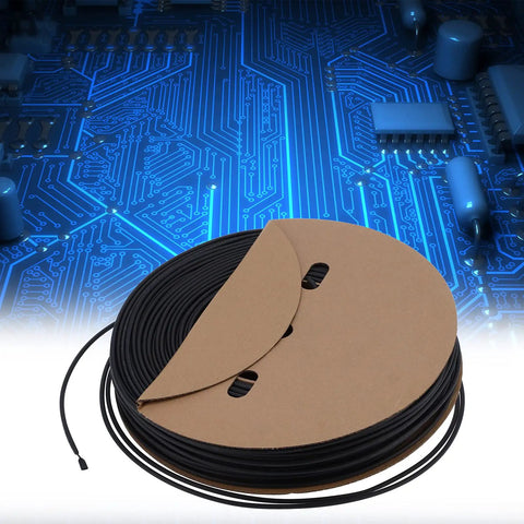 Hot Shrink Sleeve Kit For Home Electronics Wiring Protects Wires From Exposure With High Strength Flame Retardant Polyolefin Tubing That Stays Tough. black polyolefin tubing on cardboard spool for wiring insulation