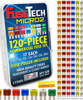 Colorful 120 Piece Auto Fuse Kit With 119 Blade Fuses And Fuse Puller Includes 5A-30A For Quick Fixes And Easy Visual ID