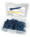3/16 x 1-1/4 Inch Hex Head Concrete Screw Anchor For Masonry Brick And Block, 100 Pcs Set, open box showing screws