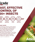 Tirade Ultra SC Insecticide packaging highlighting control of over 100 insects, including ants and roaches.