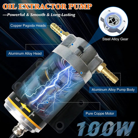 12V 100W Oil Transfer Pump Set With Durable Aluminum Head, Quick 1-4 LPM Flow, electric fluid transfer pump with steel alloy gear