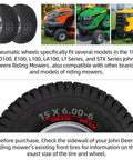 Front Tire And Wheel Assembly 15x6.00-6 For Riding Mower And Lawn Tractor, 4 Ply Pneumatic With Turf Tread, 2 Pack Ready To Roll