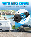7 Way Trailer Cord 8 Ft With Junction Box Heavy Duty Waterproof Copper Blade Molded Plug For Secure Easy Wire Connections And Tidy Trailer Wiring Harness with dust cover