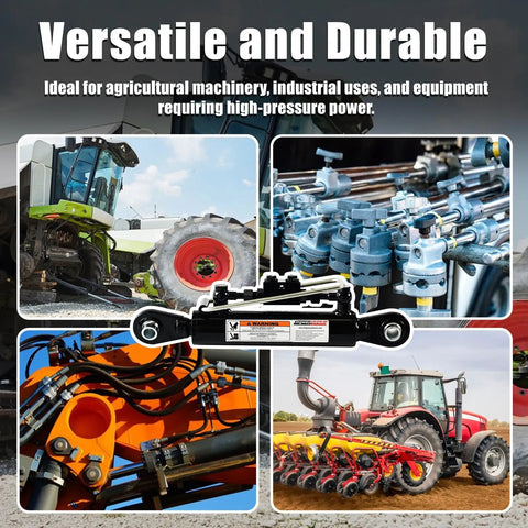Kingway Cat 1 Hydraulic Top Link Cylinder With 7800 Lbs Push Force For Tractor Three Point Hitch Heavy Duty Farm And Construction Gear Excellent Smooth Operation mounted on agricultural machinery.