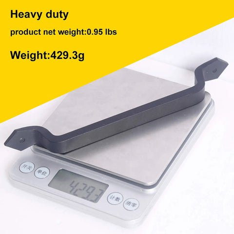 Rustic Barn Door Handle 11 Inch Cast Iron Sliding Gate Pull Black Heavy Duty on scale showing 429.3g weight