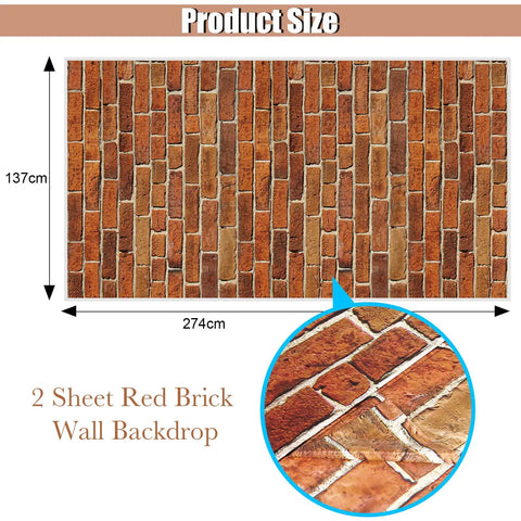 Brick Wallpaper Peel And Stick Set 4.5x9 Feet Removable Tablecloth Backdrop Self Adhesive For Home Decor Retro Red Brick Look