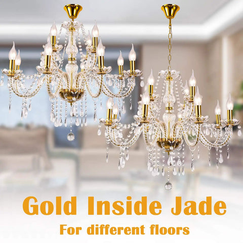 K9 Crystal Candle Chandelier 12 Light Pendant Ceiling Fixture For Dining Room Living Room Bedroom Hallway Entry Modern Glass Sparkle Lamp E12 Base Compatible Wow Factor Elegant Home Lighting shown in a modern living room setting
